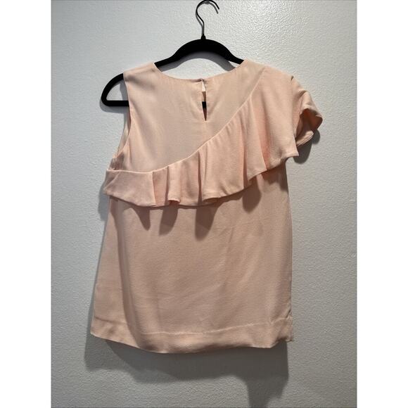 MAJE Lorena Top Women’s Size 1 Peach Pink Ruffle Button Front Blouse - Picture 3 of 6